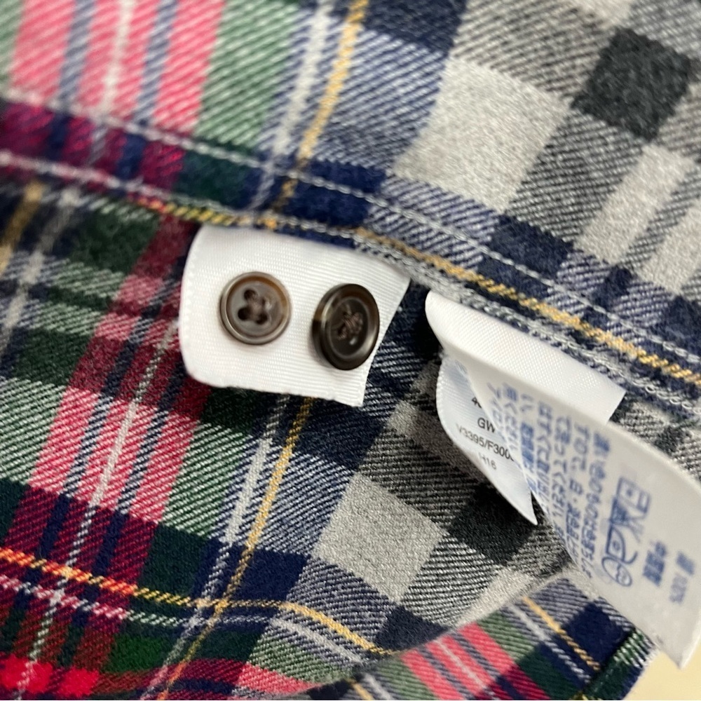 Lands End Gray Check Flannel Button Front Long Sleeve Shirt - Picture 8 of 9